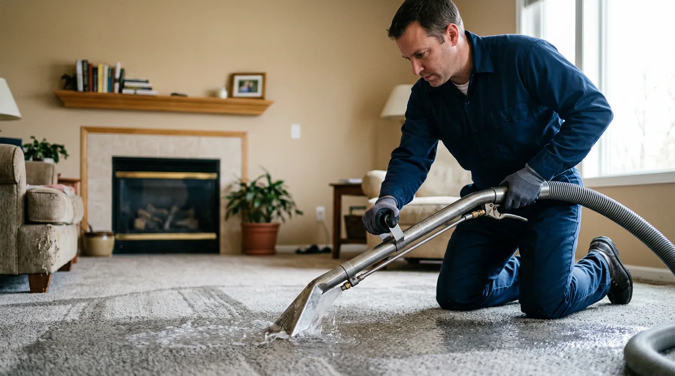 Water damage restoration technician working near Olancha, CA